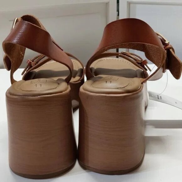 No Boundaries Cognac Adjustable Buckle Platform Sandals Size 11 - Picture 7 of 10